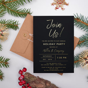 Holiday Modern Chic Corporate Weihnachten Party Folieneinladung