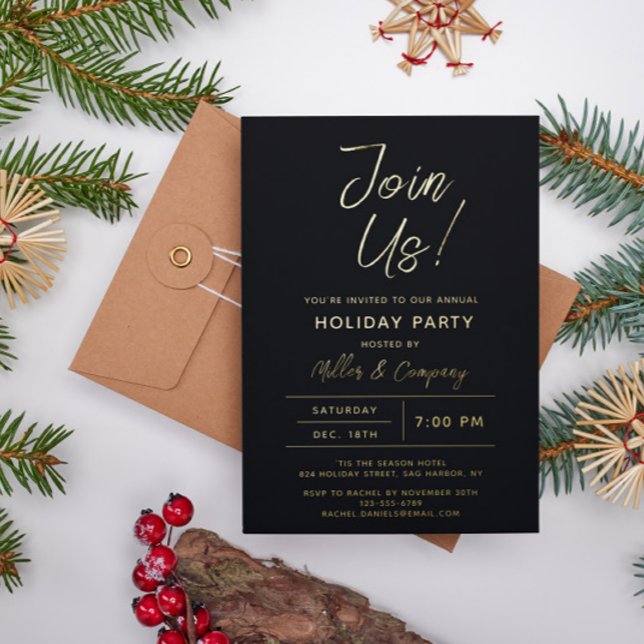 Holiday Modern Chic Corporate Weihnachten Party Folieneinladung (Von Creator hochgeladen)
