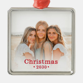 Holiday Modern Family Foto Metal Ornament