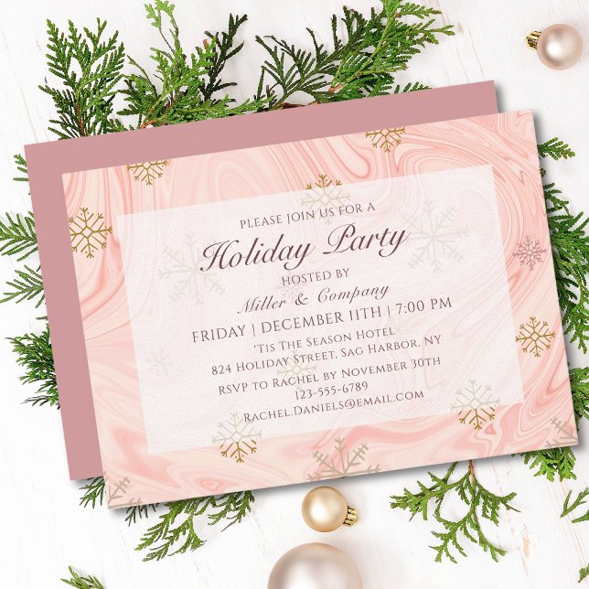 Holiday Modern Pink Chic Corporate Weihnachten Par Einladung (Von Creator hochgeladen)