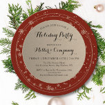 Holiday Modern Winter Corporate Christmas Party im Einladung<br><div class="desc">Holiday Modern Winter Corporate Weihnachten Party Einladung präsentiert Ihre individuelle Holiday Party-Information in eleganter, handgeschriebener Kalligraphie-Schriftzeichen-Typografie in einem schlichten, stilvollen und schicken Schneeflocke-Rahmen auf festlich rotem Hintergrund. Editieren Sie einfach den Text in den Textfeldern, die für Ihre personalisierten Einladungen zur Feier Ihres Firmenaufenthalts vorgesehen sind. Entworfen von ©Evco Holidays www.zazzle.com/store/evcoholidays...</div>