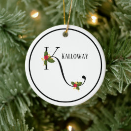 Holiday Monogram Letter K Personalized Keramik Ornament