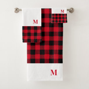 Holiday monogram Modern Buffalo Kariert Badhandtuch Set