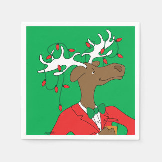 Holiday Moose Cocktail Napkin Serviette
