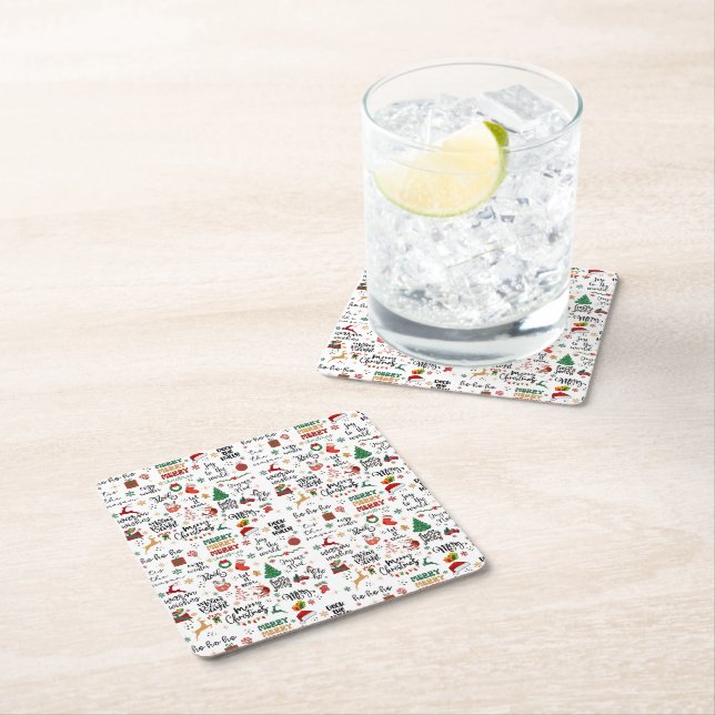 Holiday Napkins - Festliche Weihnachts-Redewendung Rechteckiger Pappuntersetzer (Vor Ort)
