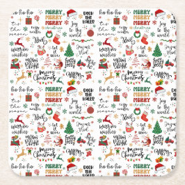 Holiday Napkins - Festliche Weihnachts-Redewendung Rechteckiger Pappuntersetzer
