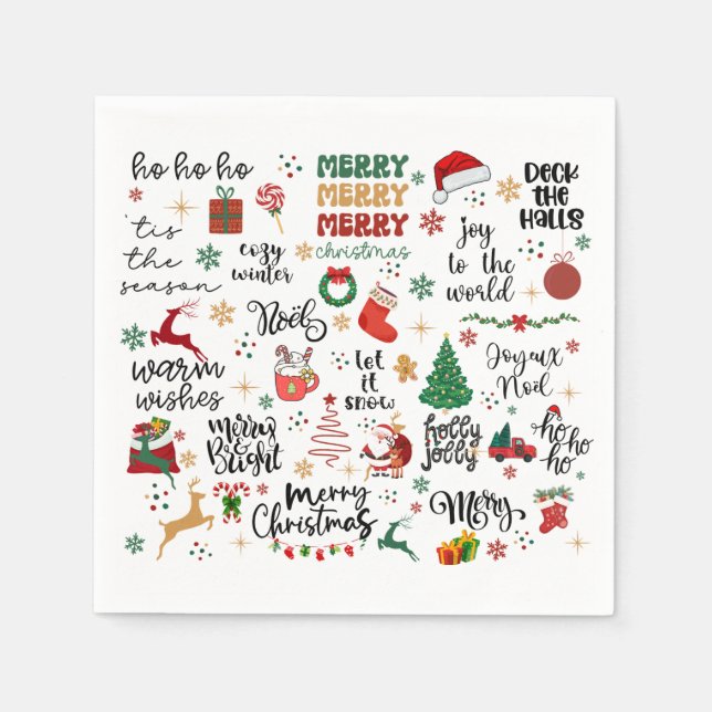Holiday Napkins - Festliche Weihnachts-Redewendung Serviette (Vorderseite)