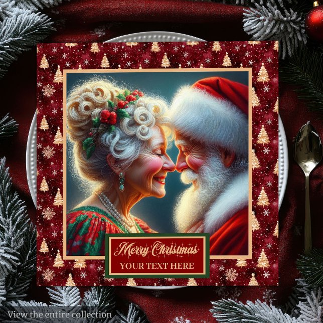 Holiday Napkins Red Gold Green Weihnachtsdesign Serviette (Holiday Napkins Red Gold Green Christmas Design)