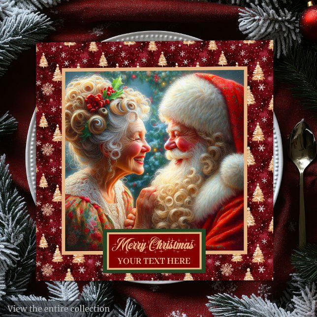 Holiday Napkins Weihnachtsbaumen Red Gold Green Serviette (Holiday Napkins Christmas Trees Red Gold Green)