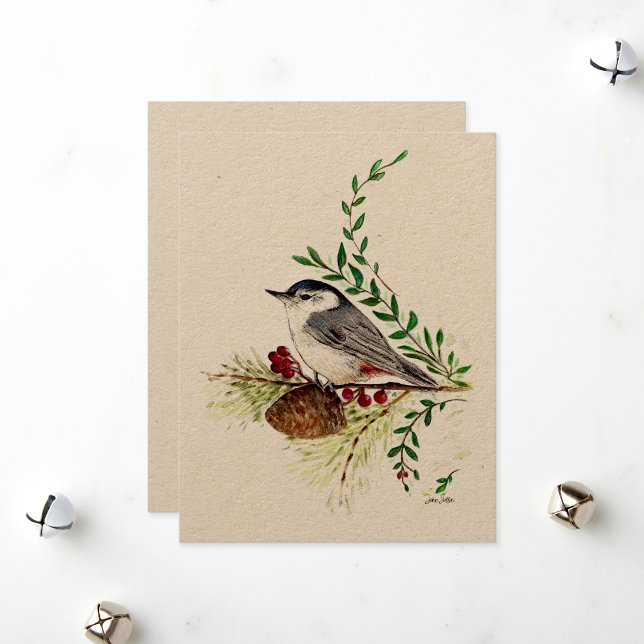 Holiday Nuthatch Painting Feiertagskarte (Holiday Nuthatch Painting from Jenn's Emporium. )