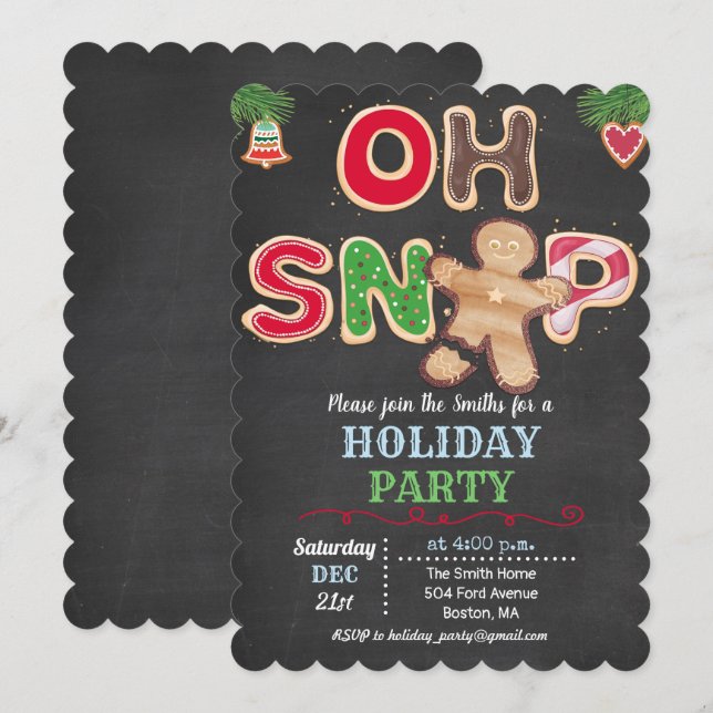 Holiday Oh Snap Gingerbread Cookie Invitation (Devant / Derrière)