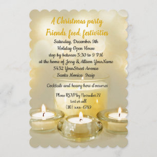 Holiday Open House Cocktail Party Golden Candle Einladung