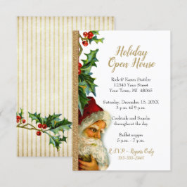 Holiday Open House Gold Glitzer Santa Holly Einladung