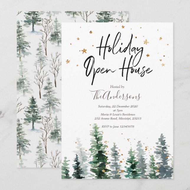 Holiday Open House Weihnachten Party Einladung (Vorne/Hinten)
