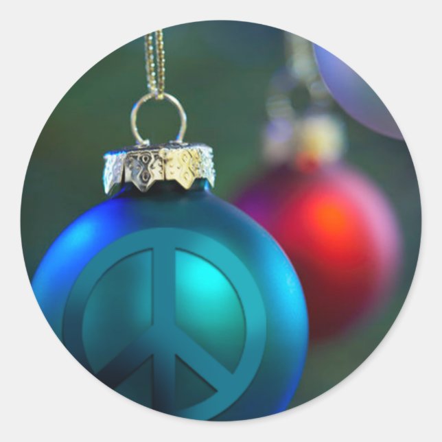 Holiday Ornament mit Friedenszeichen Runder Aufkleber (Vorderseite)