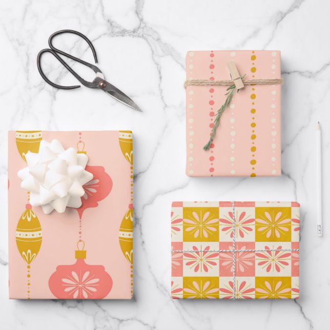 Holiday Ornaments and Beads Trio Geschenkpackung Geschenkpapier Set (Vorderseite)