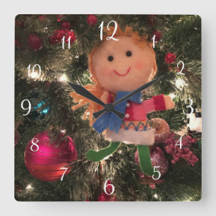 Holiday Ornamnet Square Wall Clock Quadratische Wanduhr