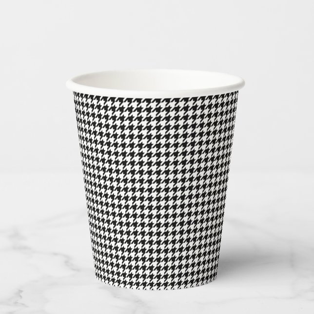 Holiday Paper Cup für Schwarzweiß-Hahnentrittmuste Pappbecher (Vorderseite)