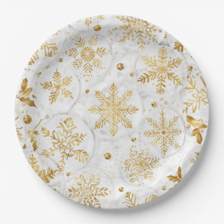 Holiday paper plate in gold and white pappteller