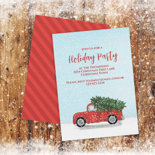 Holiday Party Classic Red Truck Custom Einladung