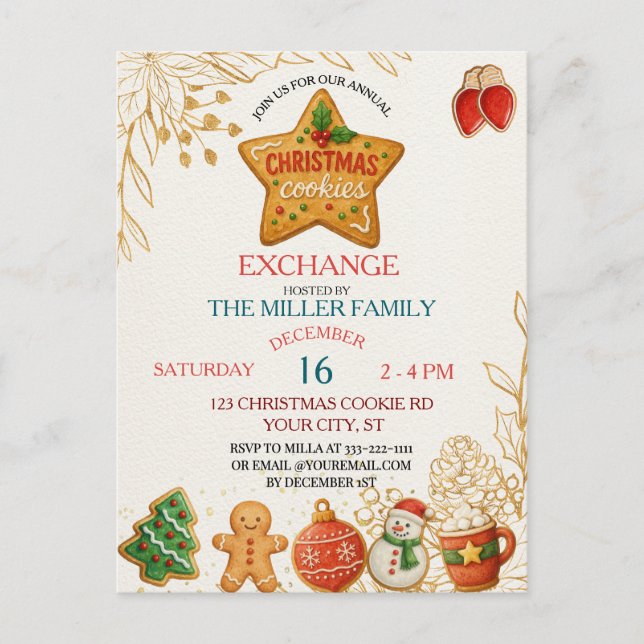 Holiday Party Cookies Exchange  Postkarte (Vorderseite)