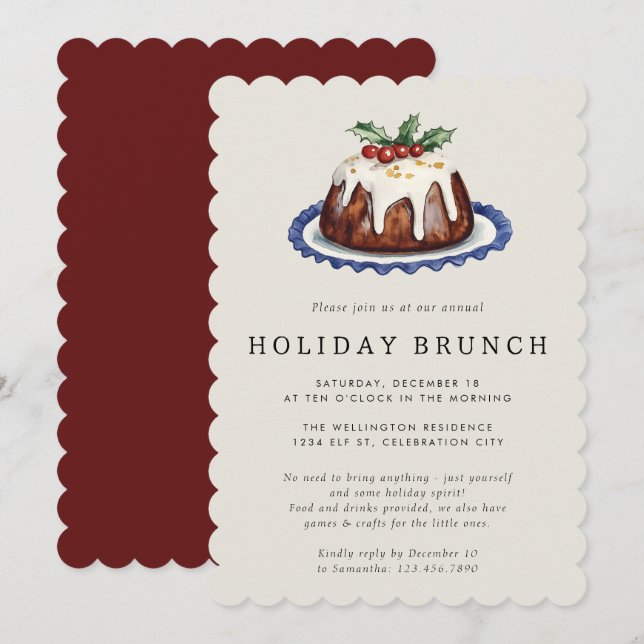 Holiday Party Festive Holiday Brunch Christmas Einladung (Vorne/Hinten)