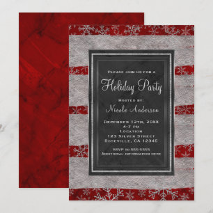 Holiday Party Modernes Rotes Marmor Silberschneefl Einladung