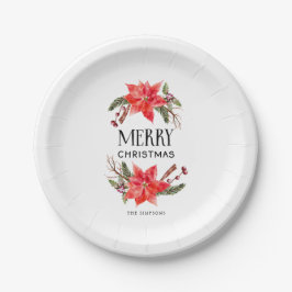 Holiday Party Poinsettia Greenery Pappteller