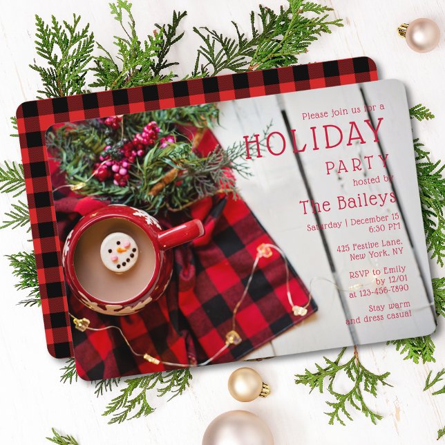 Holiday Party Red Kariert Hot Chocolate | Weihnach Einladung (Von Creator hochgeladen)