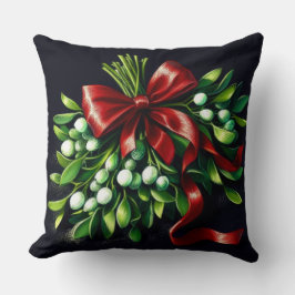 Holiday Pastel Zeichnend Mistletoe Ribbon Kissen