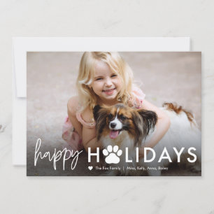 Holiday Paws EDITABLE COLOR Pet Holiday Cards Feiertagskarte