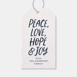 Holiday Peace Liebe hoffen Freude marineblauen Wei Geschenkanhänger