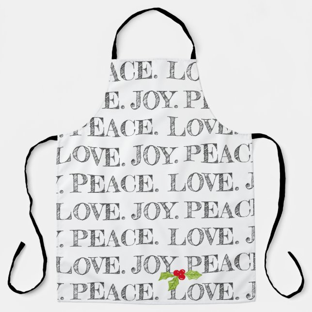 Holiday Peace Liebe JoChristmas Holly Artisan Schürze (Vorderseite)