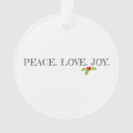 Holiday Peace Liebe Joy Mistletoe Christmas Holly Ornament