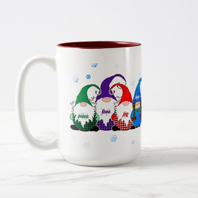 Holiday Peace Love Joy Hope Gnome Coffee Mug (Gauche)