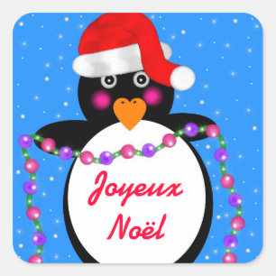 Holiday Penguin Quadratischer Aufkleber