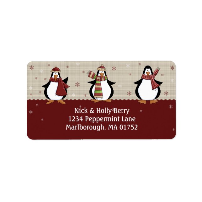 Holiday Penguins Adressenaufkleber Adressaufkleber (Vorne)