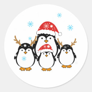 Holiday Penguins Runder Aufkleber