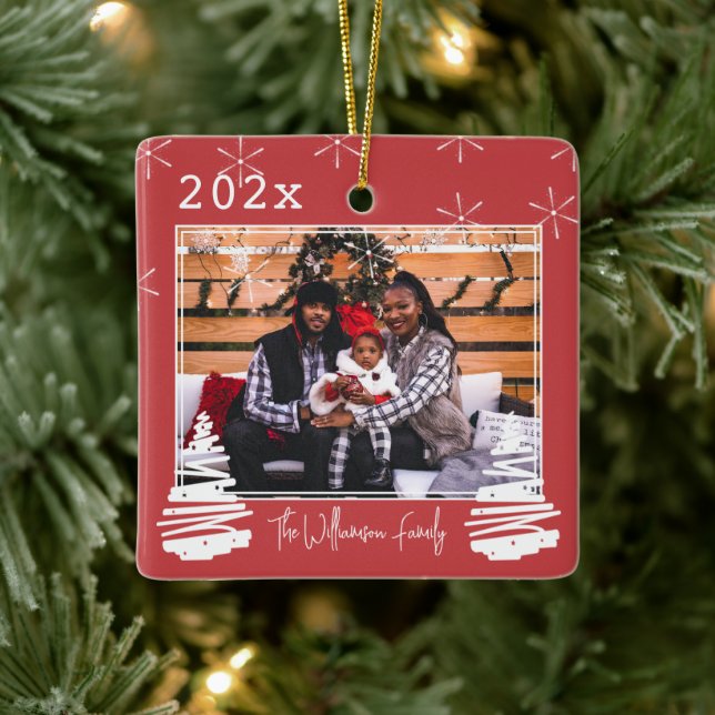 Holiday Pet zwei Seiten Weihnachtsbaum Familie Fot Keramikornament (Baum)