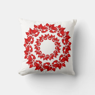 Holiday Pillow-Poinsettia Wreath Kissen