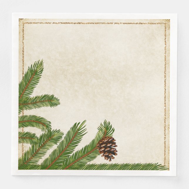 Holiday Pine Boughs Comfort und Joy Paper Napkin Serviette (Vorderseite)