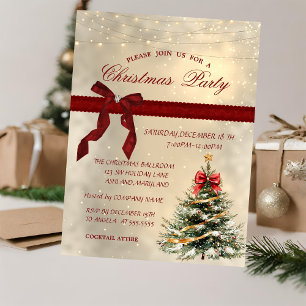 Holiday Pine Tree Bow Corporate Christmas Party Einladung