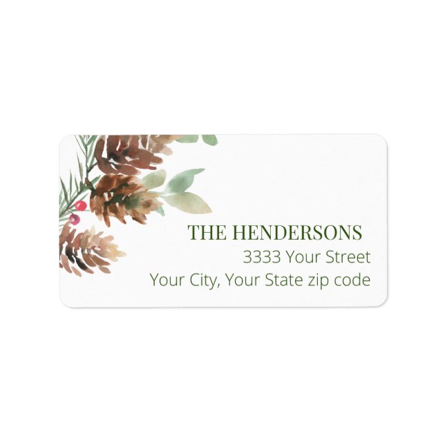 Holiday Pinecone Christmas Return Address Label Adressaufkleber (Vorne)