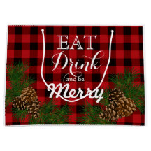 Holiday pinecone kariert Medium Geschenktasche