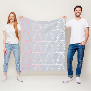 Holiday Pink Gray Weihnachtsbaumen Moderne Fleecedecke