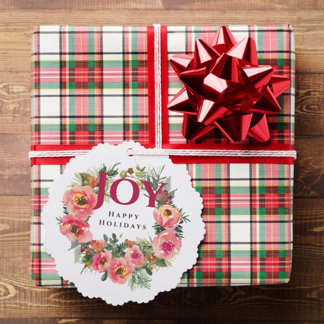 Holiday Pink Joy Wreath Botanisch Ornament Karte (Insitu (Geschenk))