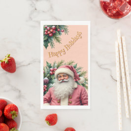 Holiday Pink Santa Claus Serviette