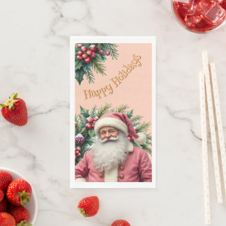 Holiday Pink Santa Claus Serviette