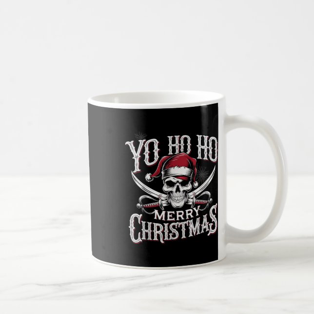 Holiday Pirate Yo Ho Ho Merry Christmas Santa Hat  Kaffeetasse (Rechts)