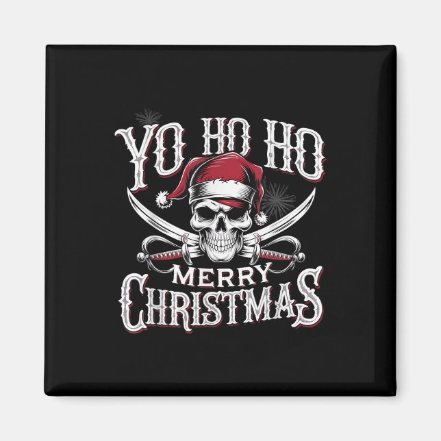 Holiday Pirate Yo Ho Ho Merry Christmas Santa Hat  Magnet (Vorne)